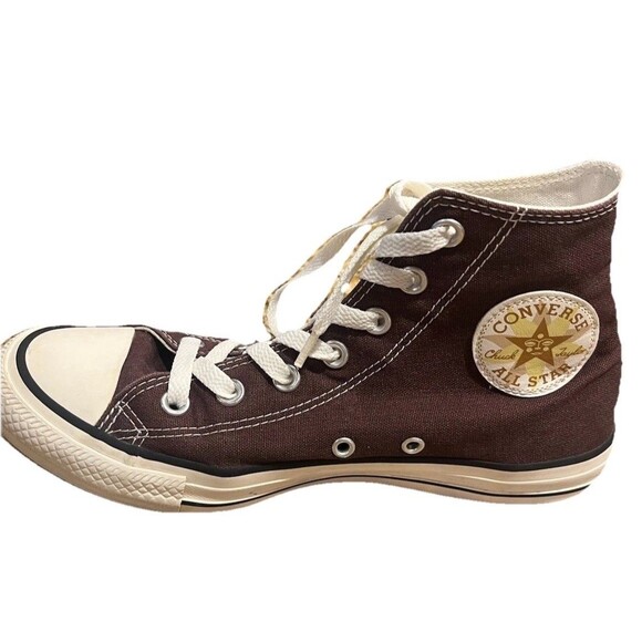 Converse Chuck Taylor All-Star High Top Sneaker Brown Plaid Heel Panel Women's 8 - Picture 5 of 6